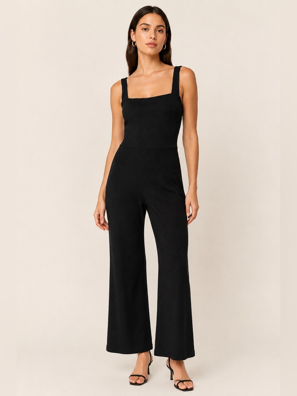 NWT | Reformation | Essie Black Ribbed Flare Crop Jumpsuit - Size Small